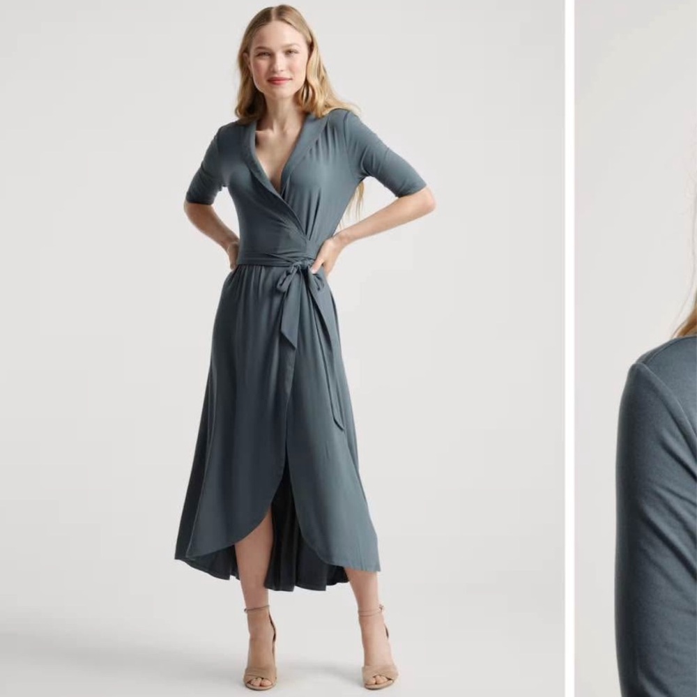 Elegant Teal Wrap Dress